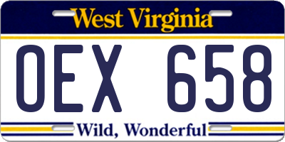 WV license plate OEX658