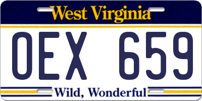 WV license plate OEX659