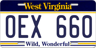 WV license plate OEX660