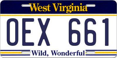 WV license plate OEX661