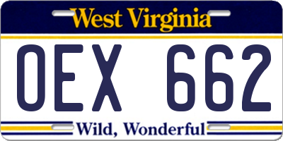 WV license plate OEX662