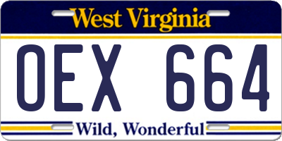 WV license plate OEX664