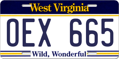 WV license plate OEX665