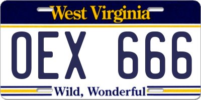 WV license plate OEX666