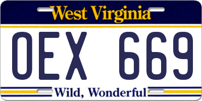 WV license plate OEX669
