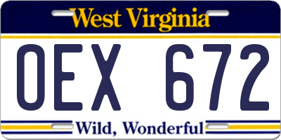 WV license plate OEX672