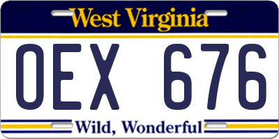 WV license plate OEX676
