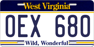WV license plate OEX680