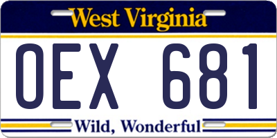WV license plate OEX681