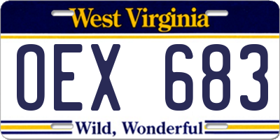WV license plate OEX683
