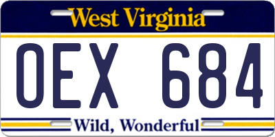 WV license plate OEX684