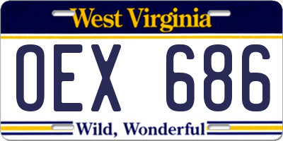 WV license plate OEX686