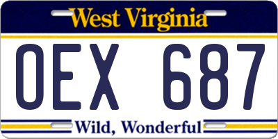 WV license plate OEX687