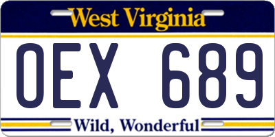 WV license plate OEX689