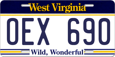 WV license plate OEX690