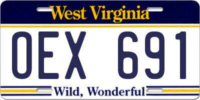 WV license plate OEX691