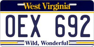 WV license plate OEX692