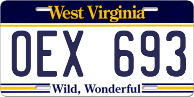 WV license plate OEX693