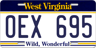 WV license plate OEX695