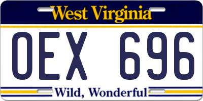 WV license plate OEX696