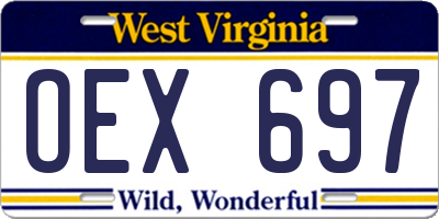WV license plate OEX697