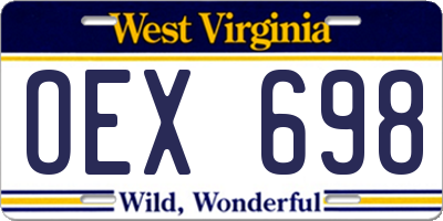 WV license plate OEX698