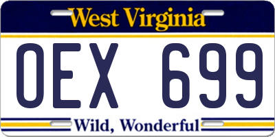 WV license plate OEX699