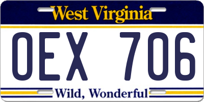 WV license plate OEX706