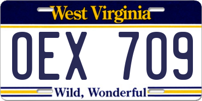 WV license plate OEX709