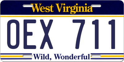 WV license plate OEX711