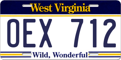 WV license plate OEX712