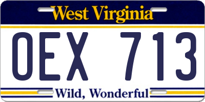 WV license plate OEX713