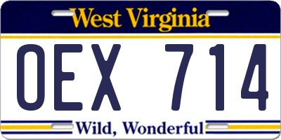 WV license plate OEX714