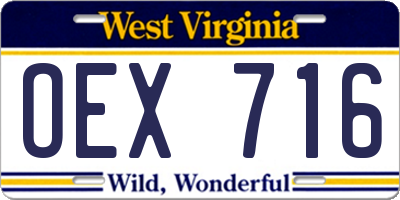 WV license plate OEX716