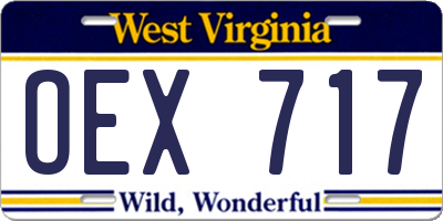 WV license plate OEX717