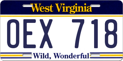 WV license plate OEX718