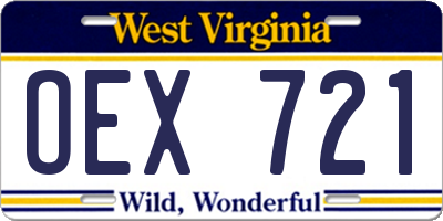 WV license plate OEX721