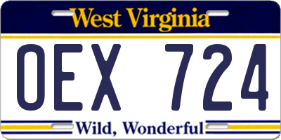WV license plate OEX724