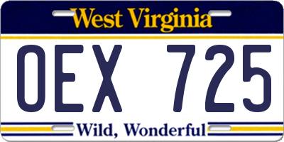 WV license plate OEX725