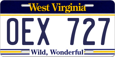 WV license plate OEX727