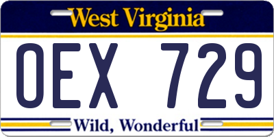 WV license plate OEX729