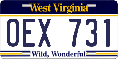 WV license plate OEX731