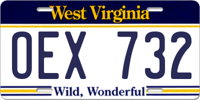 WV license plate OEX732
