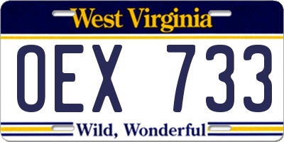 WV license plate OEX733