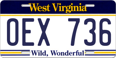 WV license plate OEX736