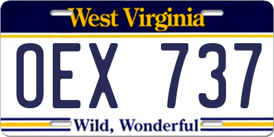 WV license plate OEX737