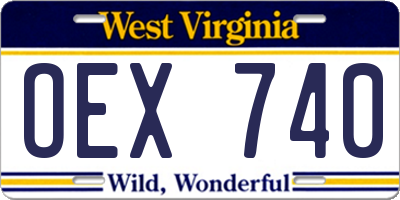 WV license plate OEX740