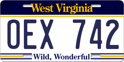 WV license plate OEX742