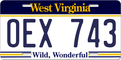WV license plate OEX743