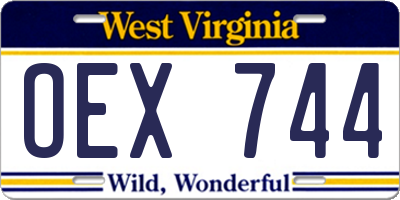 WV license plate OEX744